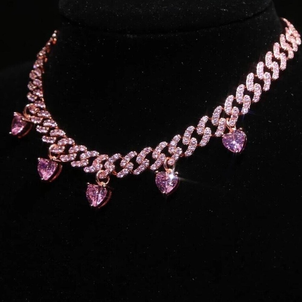 Pink Heart Necklace 16 Inch